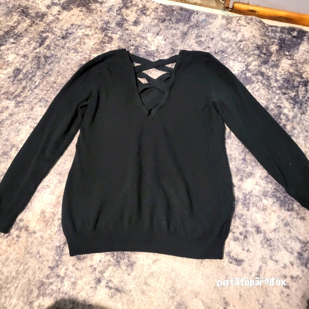 Forrest green Crisscross back  V-Neck Sweater